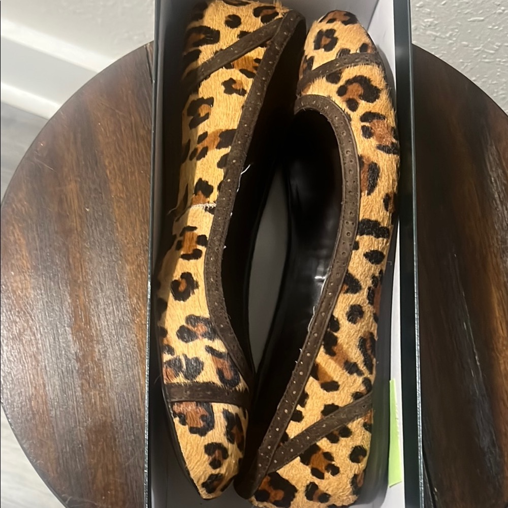 Brown Leopard Print Flats with Suede Finish